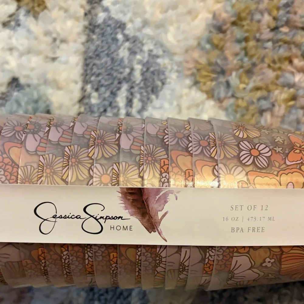 Jessica Simpson Floral Cups- 12 Pack